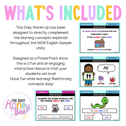 Stage 1 Year B Australian | NSW English Daily Review | Warm-Up Unit 21 - Warm Up | Revision