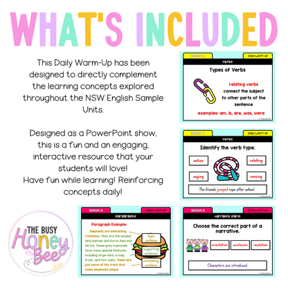 Stage 1 Year B Australian | NSW English Daily Review | Warm-Up Unit 22 - Warm Up | Revision
