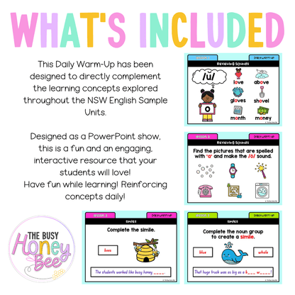 Stage 1 Year B Australian | NSW English Daily Review | Warm-Up Unit 23 - Warm Up | Revision