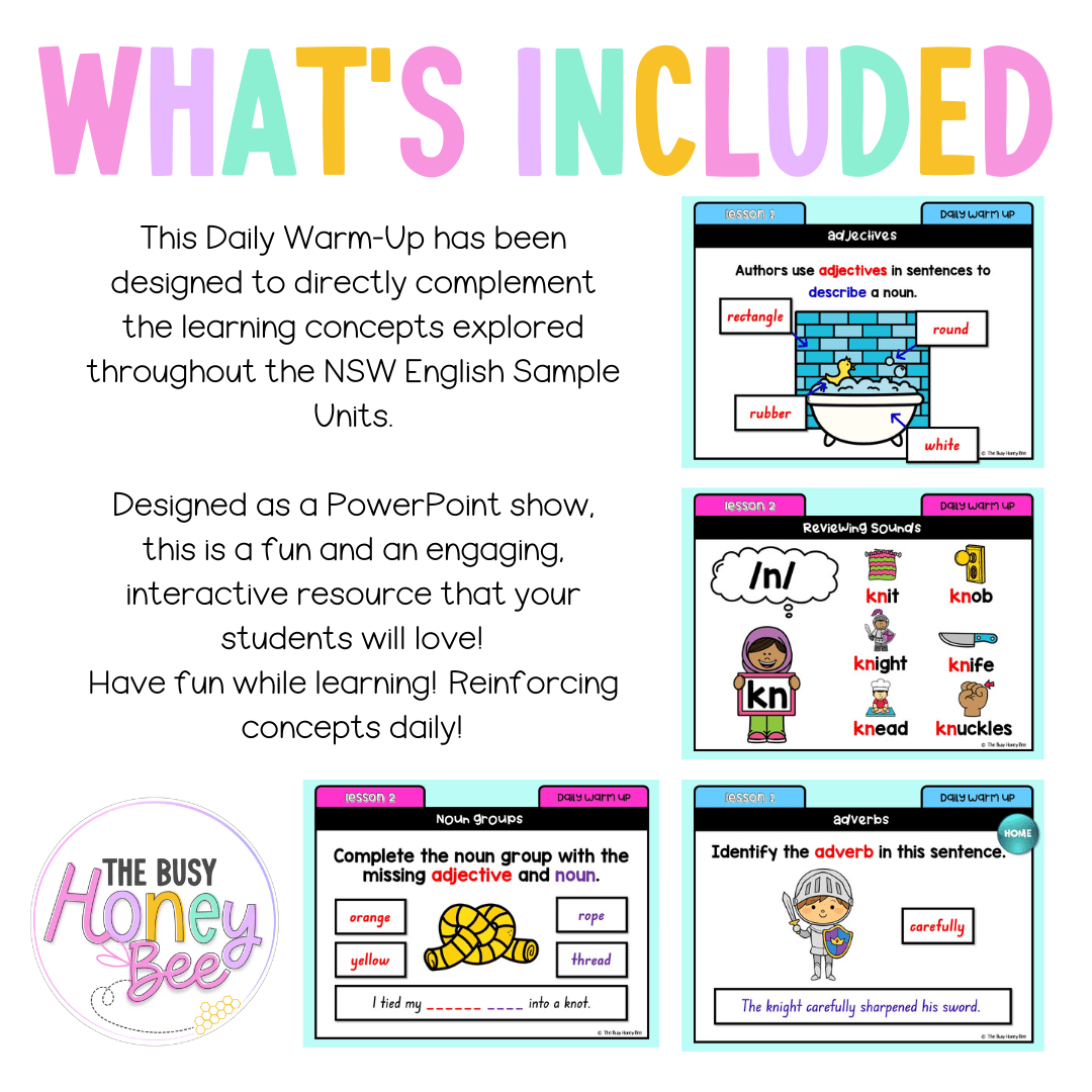 Stage 1 Year B Australian | NSW English Daily Review | Warm-Up Unit 25 - Warm Up | Revision