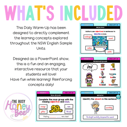 Stage 1 Year B Australian | NSW English Daily Review | Warm-Up Unit 25 - Warm Up | Revision