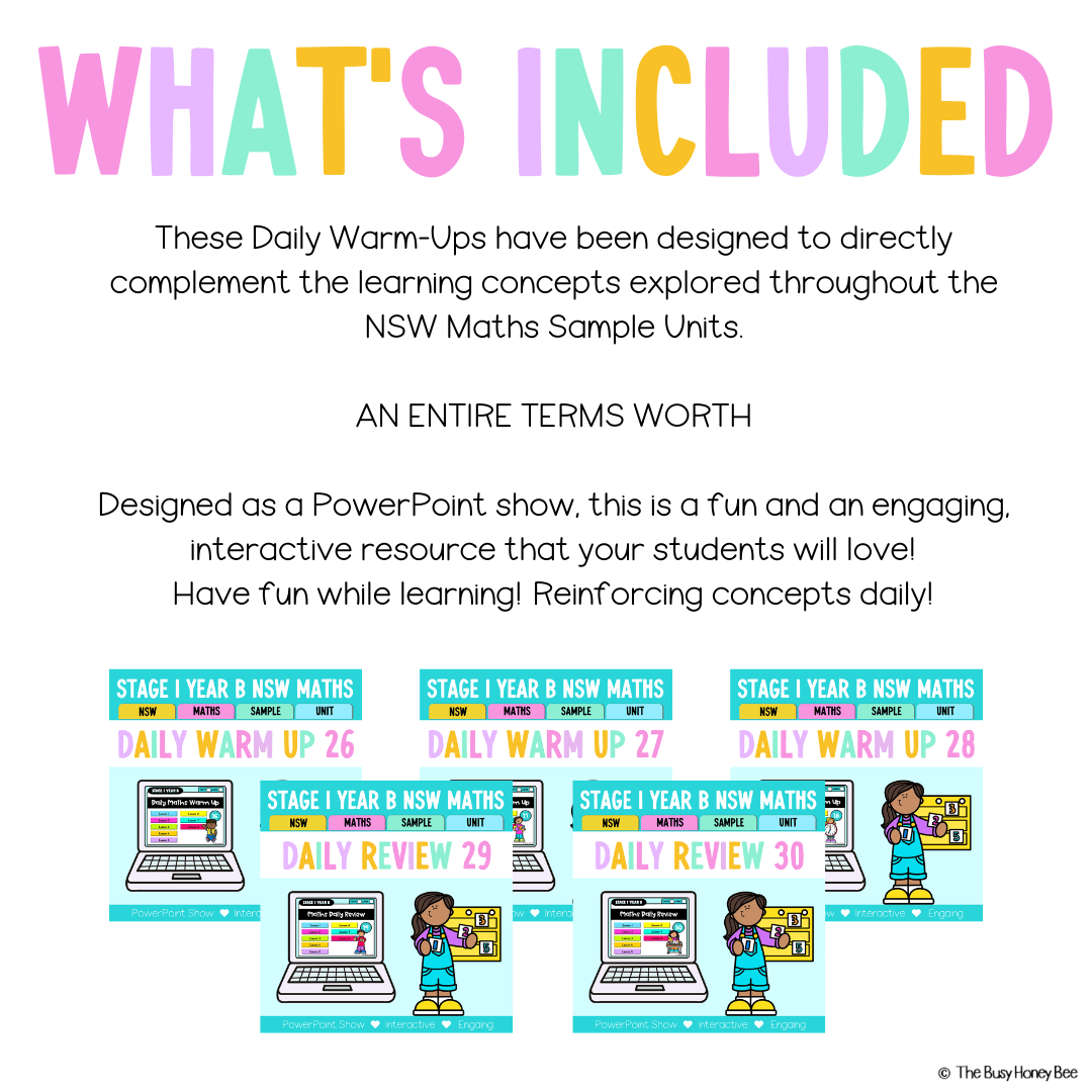 Stage 1 Year B Australian | NSW Math Daily Review | Warm-Up Term 2 Mega Bundle -