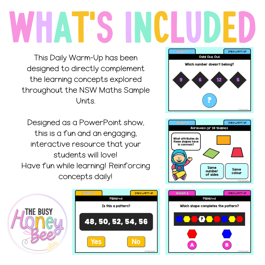 Stage 1 Year B Australian | NSW Math Daily Review | Warm-Up Unit 22 -