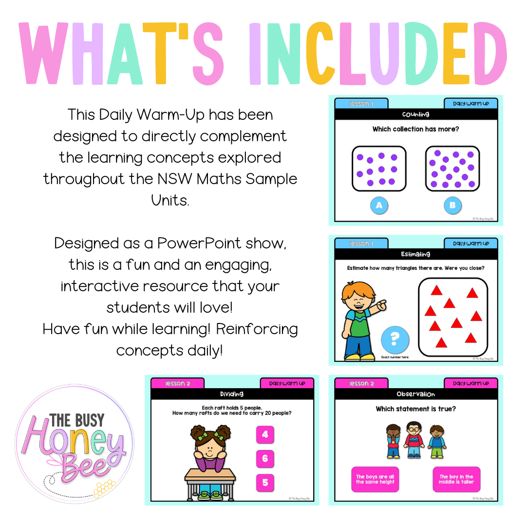 Stage 1 Year B Australian | NSW Math Daily Review | Warm-Up Unit 24 -