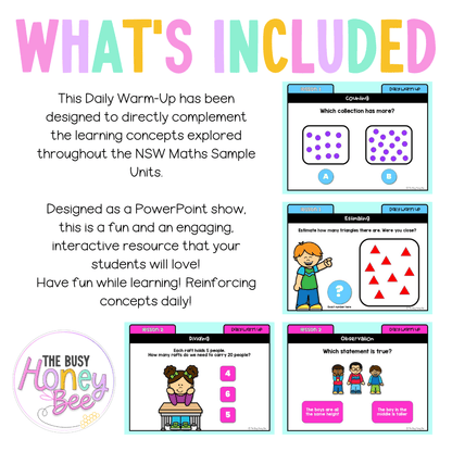 Stage 1 Year B Australian | NSW Math Daily Review | Warm-Up Unit 24 -