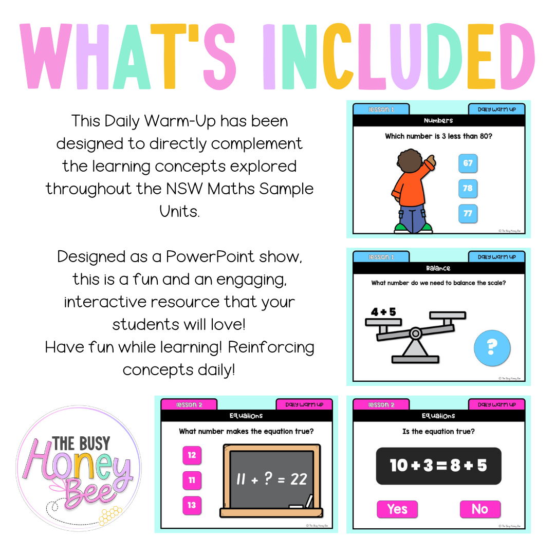 Stage 1 Year B Australian | NSW Math Daily Review | Warm-Up Unit 26 -