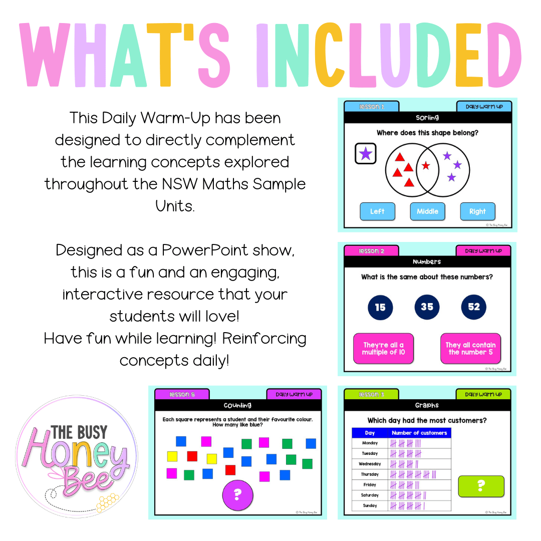 Stage 1 Year B Australian | NSW Math Daily Review | Warm-Up Unit 27 -