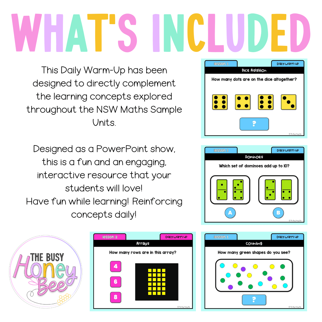 Stage 1 Year B Australian | NSW Math Daily Review | Warm-Up Unit 29 -