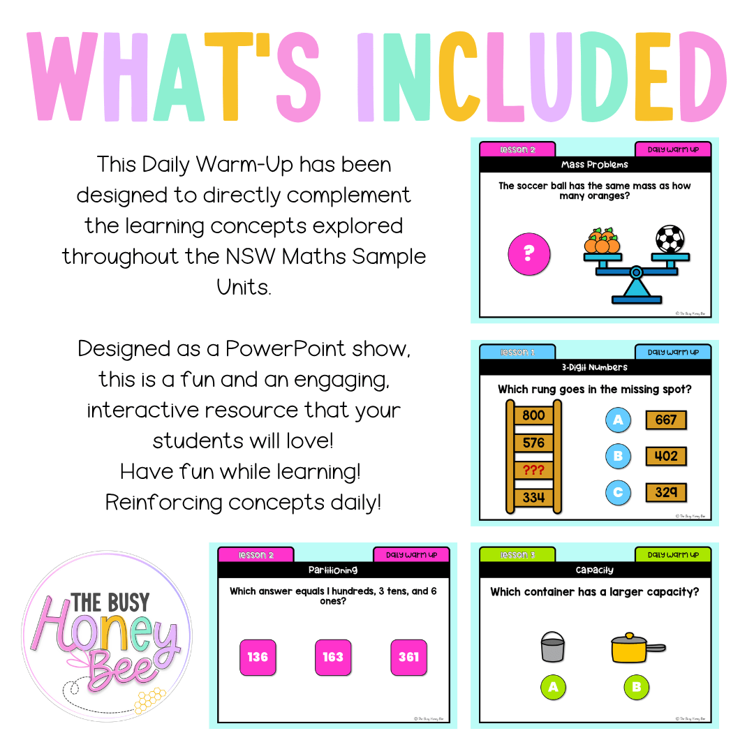 Stage 1 Year B Australian | NSW Math Daily Review | Warm-Up Unit 37 - Warm Up | Revision