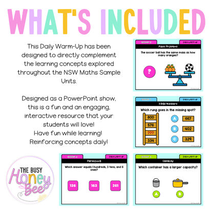 Stage 1 Year B Australian | NSW Math Daily Review | Warm-Up Unit 37 - Warm Up | Revision