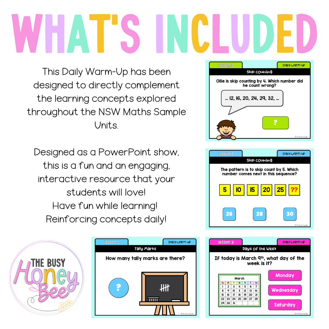 Stage 1 Year B Australian | NSW Math Daily Review | Warm-Up Unit 38 - Warm Up | Revision