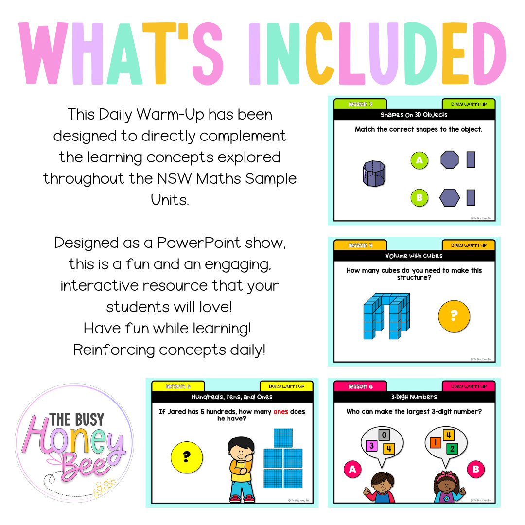Stage 1 Year B Australian | NSW Math Daily Review | Warm-Up Unit 39 - Warm Up | Revision