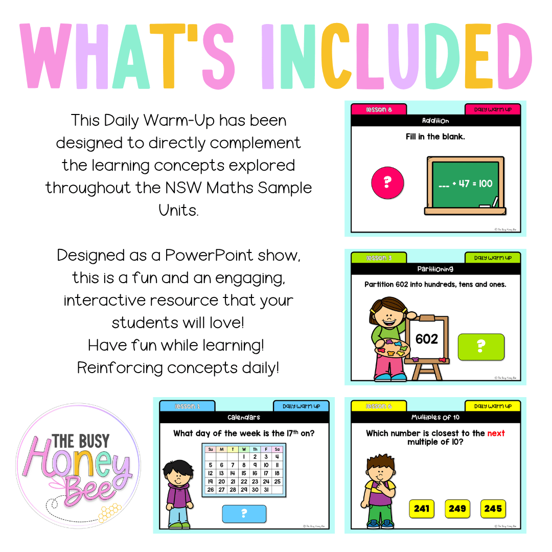 Stage 1 Year B Australian | NSW Math Daily Review | Warm-Up Unit 40 - Warm Up | Revision