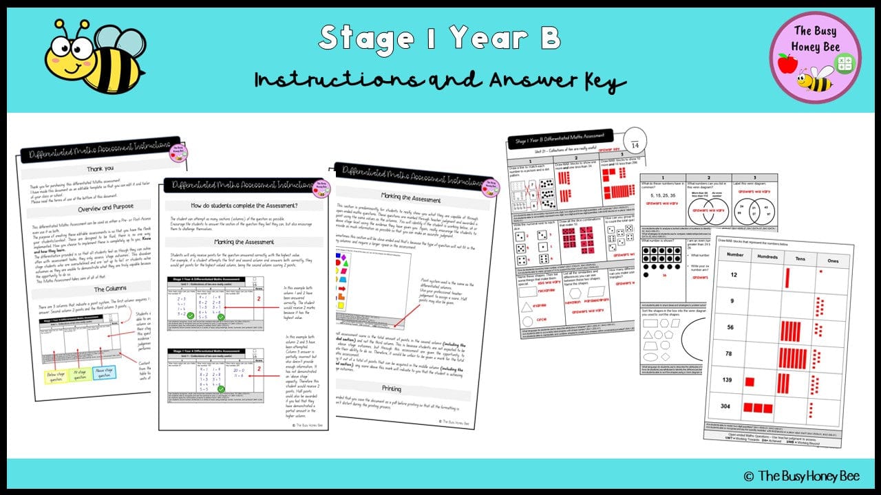 Stage 1 Year B Differentiated Maths Assessment Unit 21 - Assessment