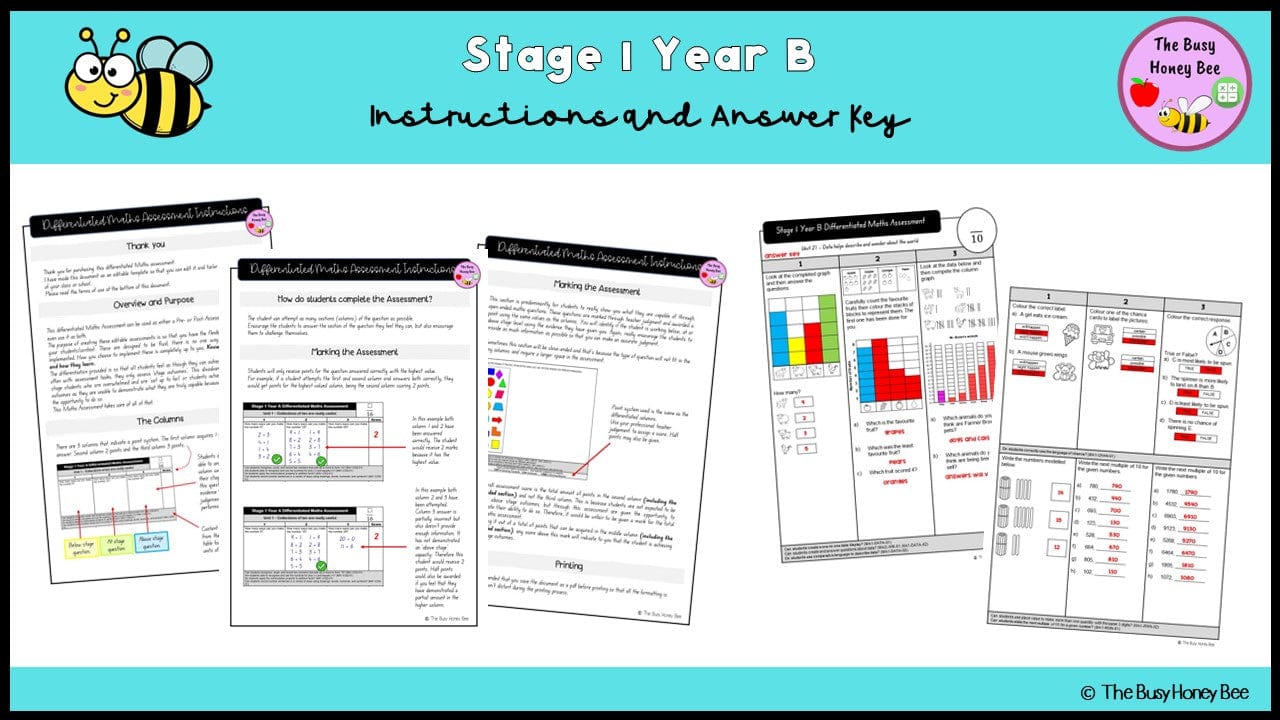 Stage 1 Year B Differentiated Maths Assessment Unit 27 - Assessment