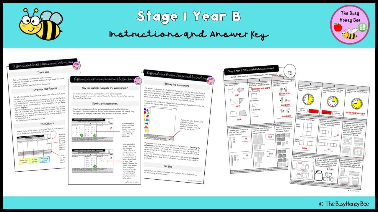 Stage 1 Year B Differentiated Maths Assessment Unit 28 - Assessment