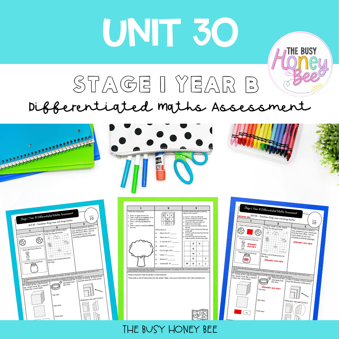 Stage 1 Year B Differentiated Maths Assessment Unit 30 - Assessment