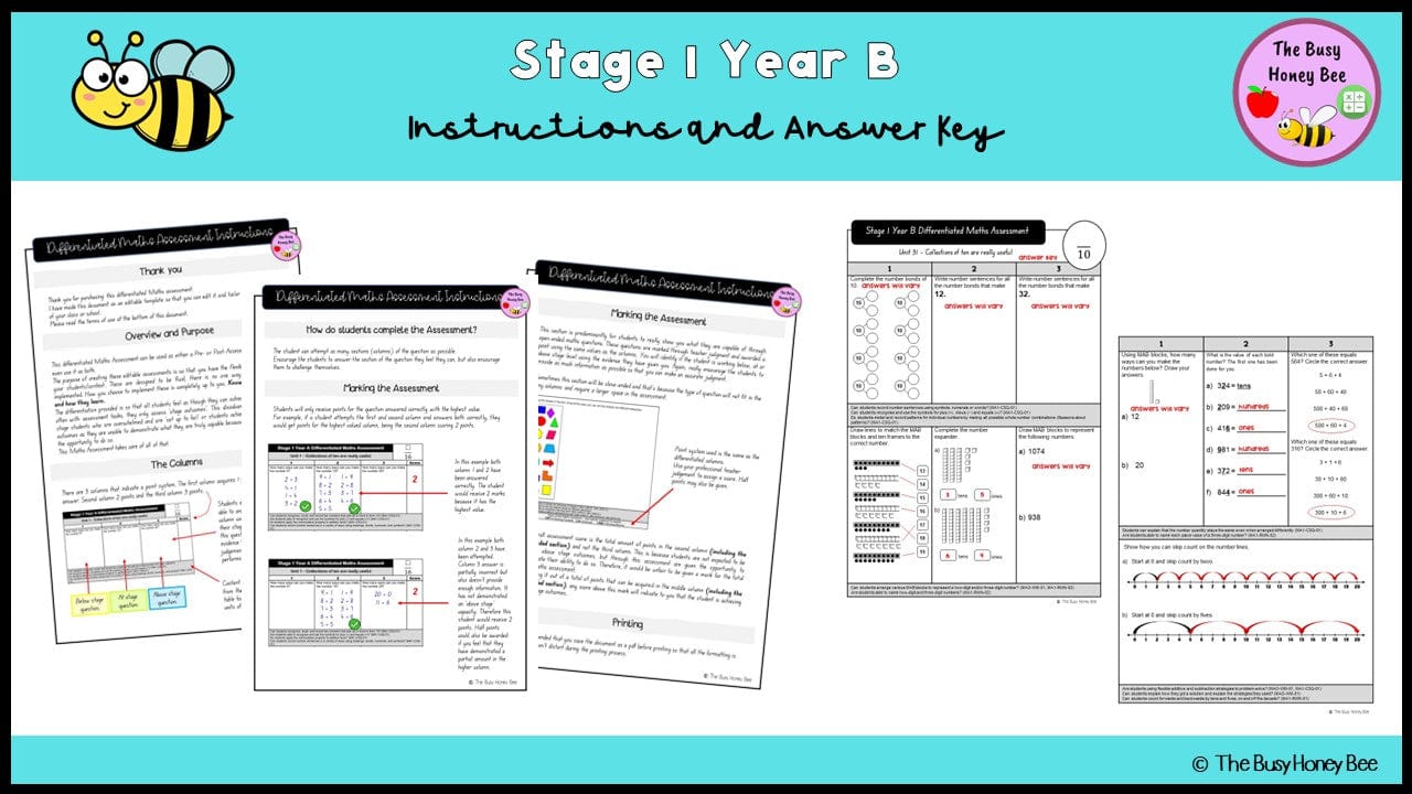 Stage 1 Year B Differentiated Maths Assessment Unit 31 - Assessment