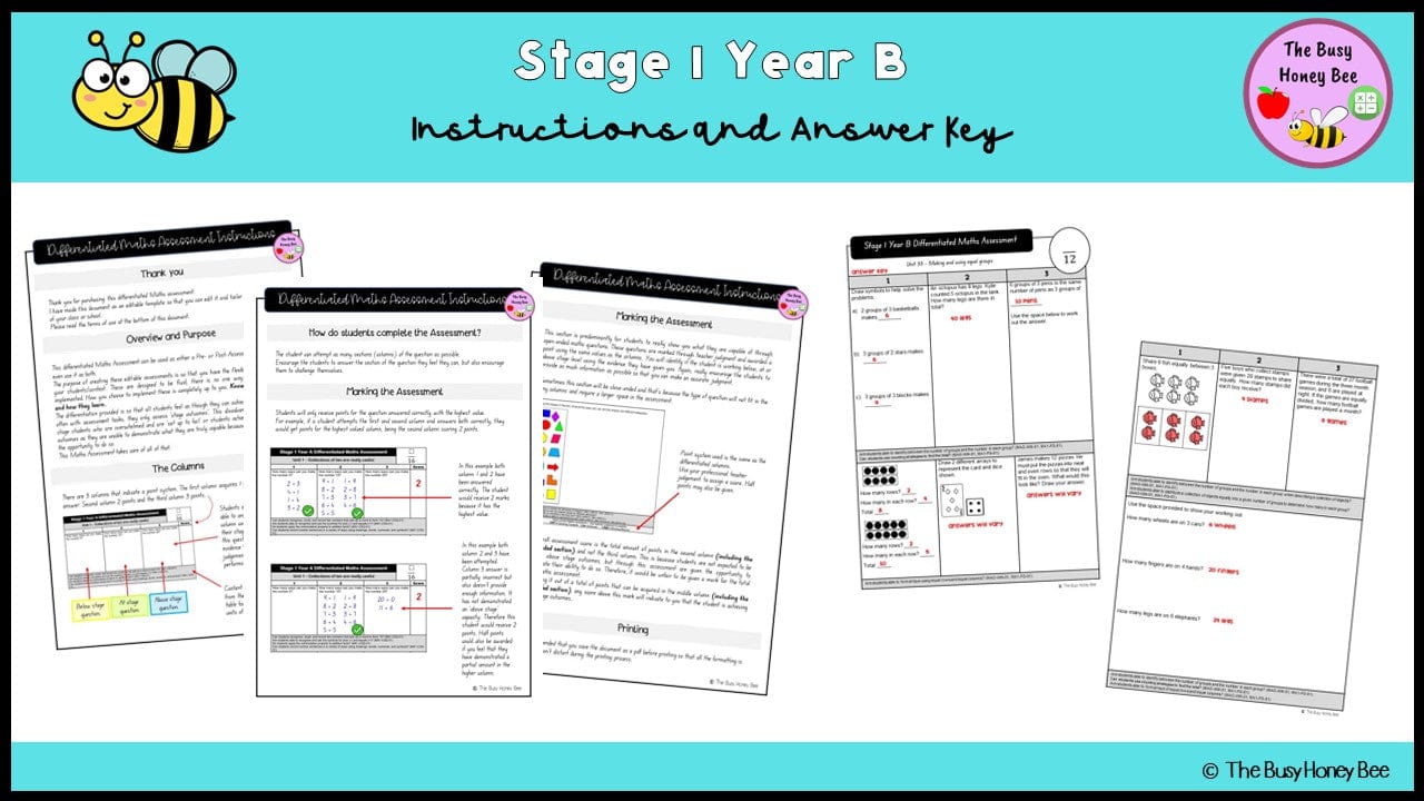 Stage 1 Year B Differentiated Maths Assessment Unit 33 - Assessment
