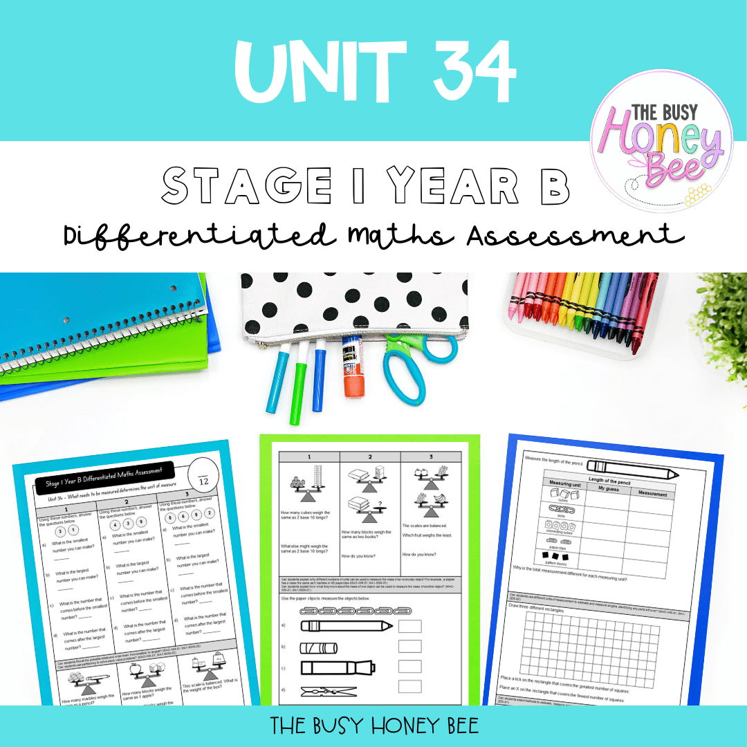 Stage 1 Year B Differentiated Maths Assessment Unit 34 - Assessment