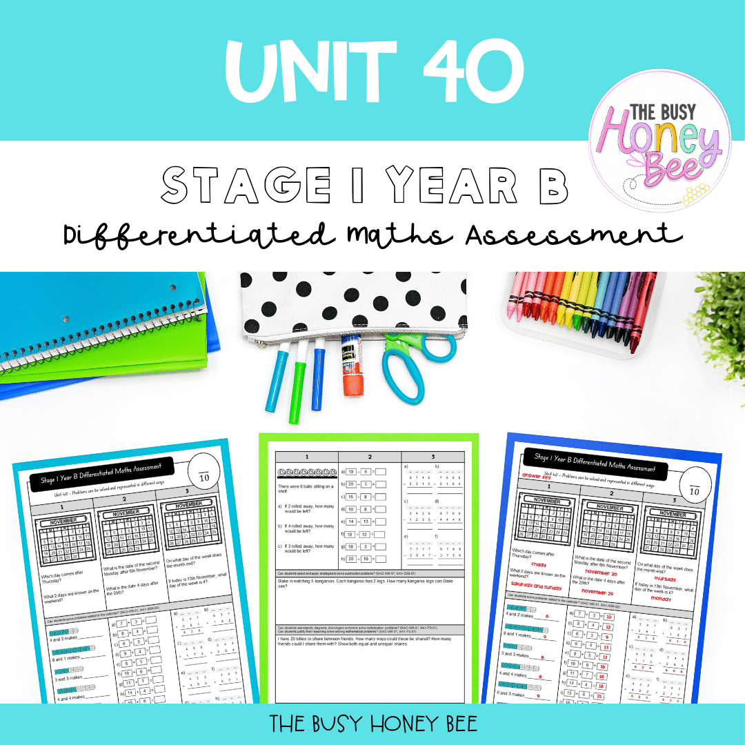 Stage 1 Year B Differentiated Maths Assessment Unit 40 - Microsoft Word Document