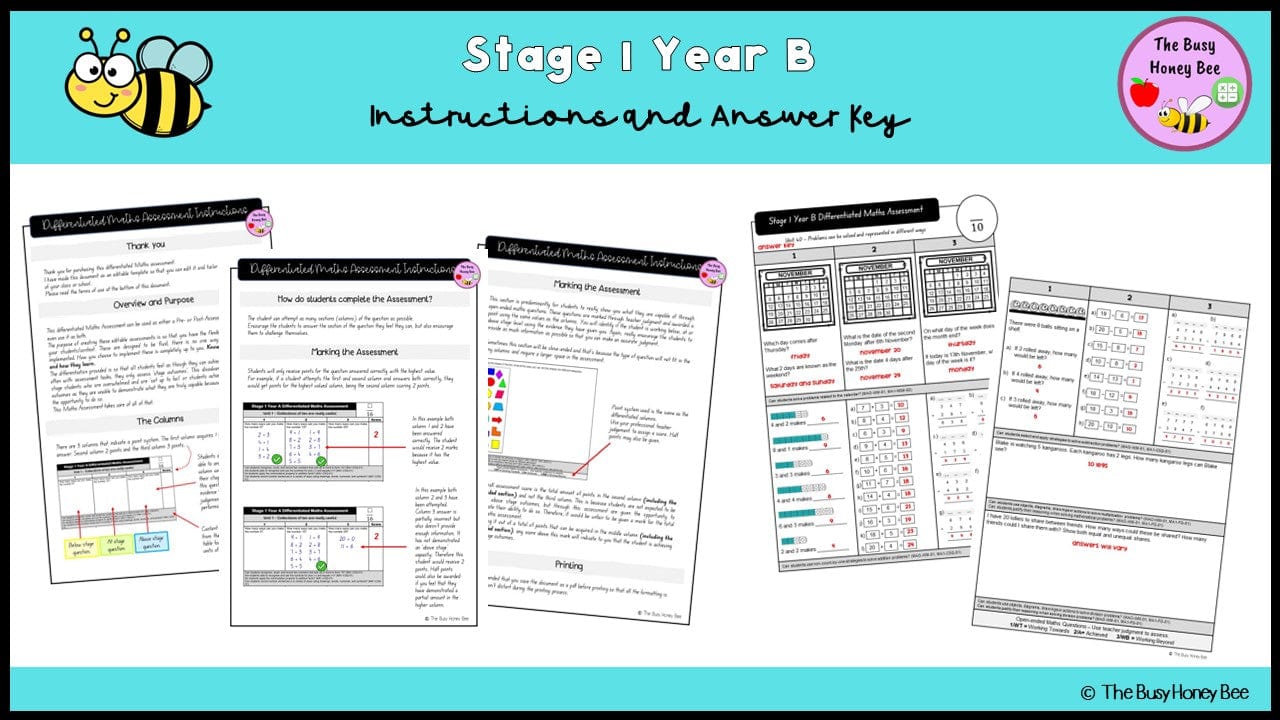 Stage 1 Year B Differentiated Maths Assessment Unit 40 - Microsoft Word Document