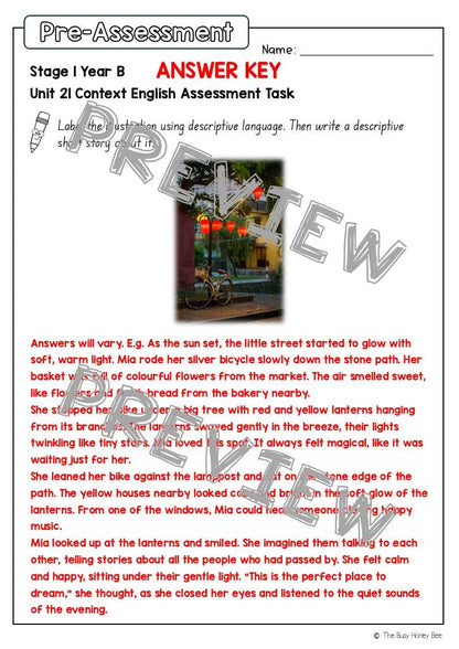Stage 1 Year B English Pre- and Post-Assessment Unit 21 -