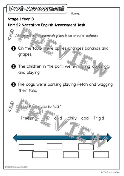 Stage 1 Year B English Pre- and Post-Assessment Unit 22 -