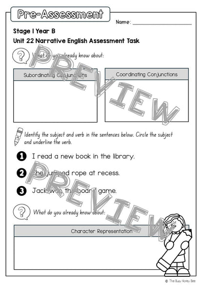 Stage 1 Year B English Pre- and Post-Assessment Unit 22 -