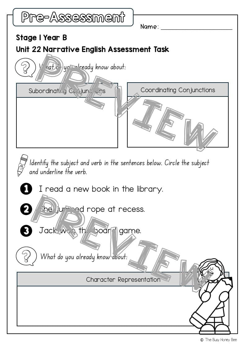 Stage 1 Year B English Pre- and Post-Assessment Unit 22 -