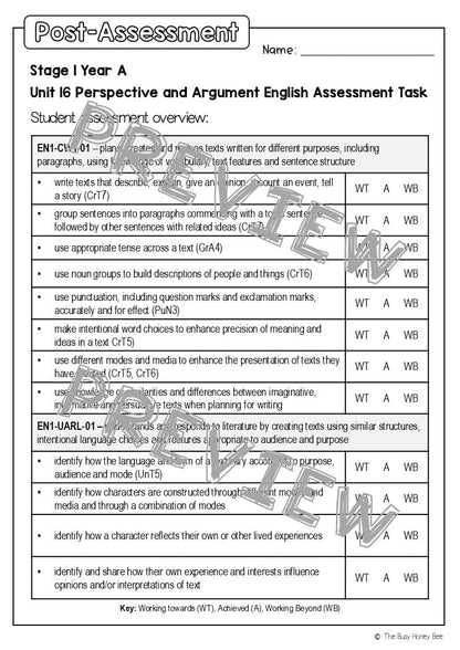 Stage 1 Year B English Pre- and Post-Assessment Unit 23 -
