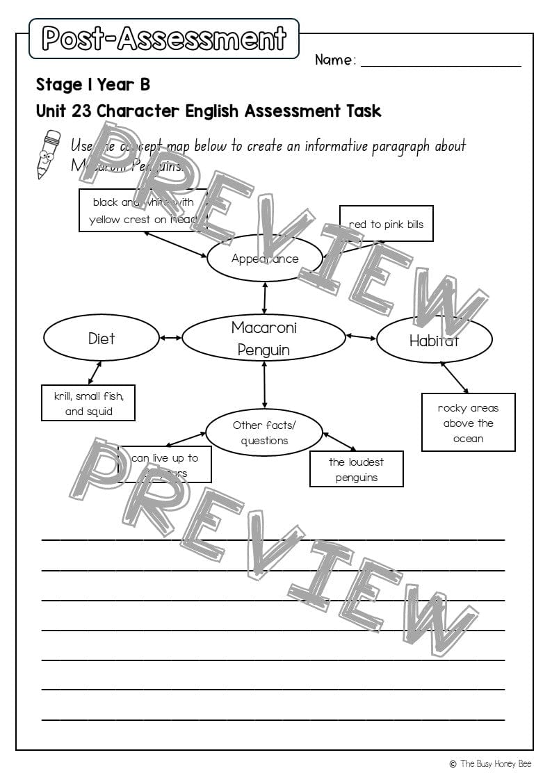 Stage 1 Year B English Pre- and Post-Assessment Unit 23 -