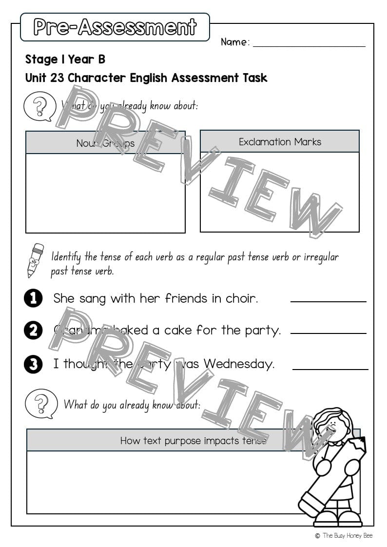Stage 1 Year B English Pre- and Post-Assessment Unit 23 -