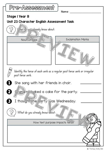 Stage 1 Year B English Pre- and Post-Assessment Unit 23 -