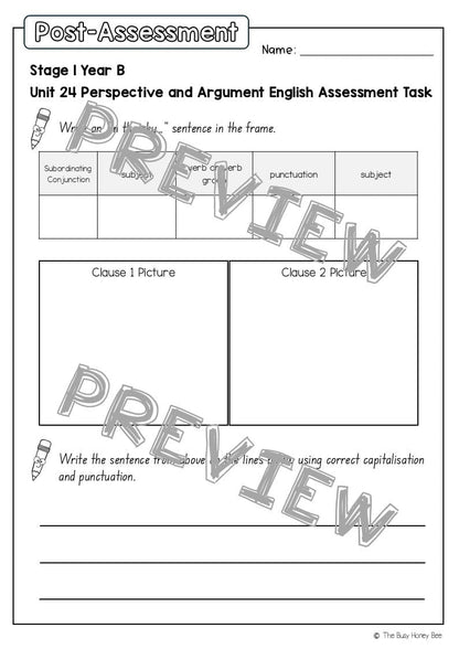 Stage 1 Year B English Pre- and Post-Assessment Unit 24 -