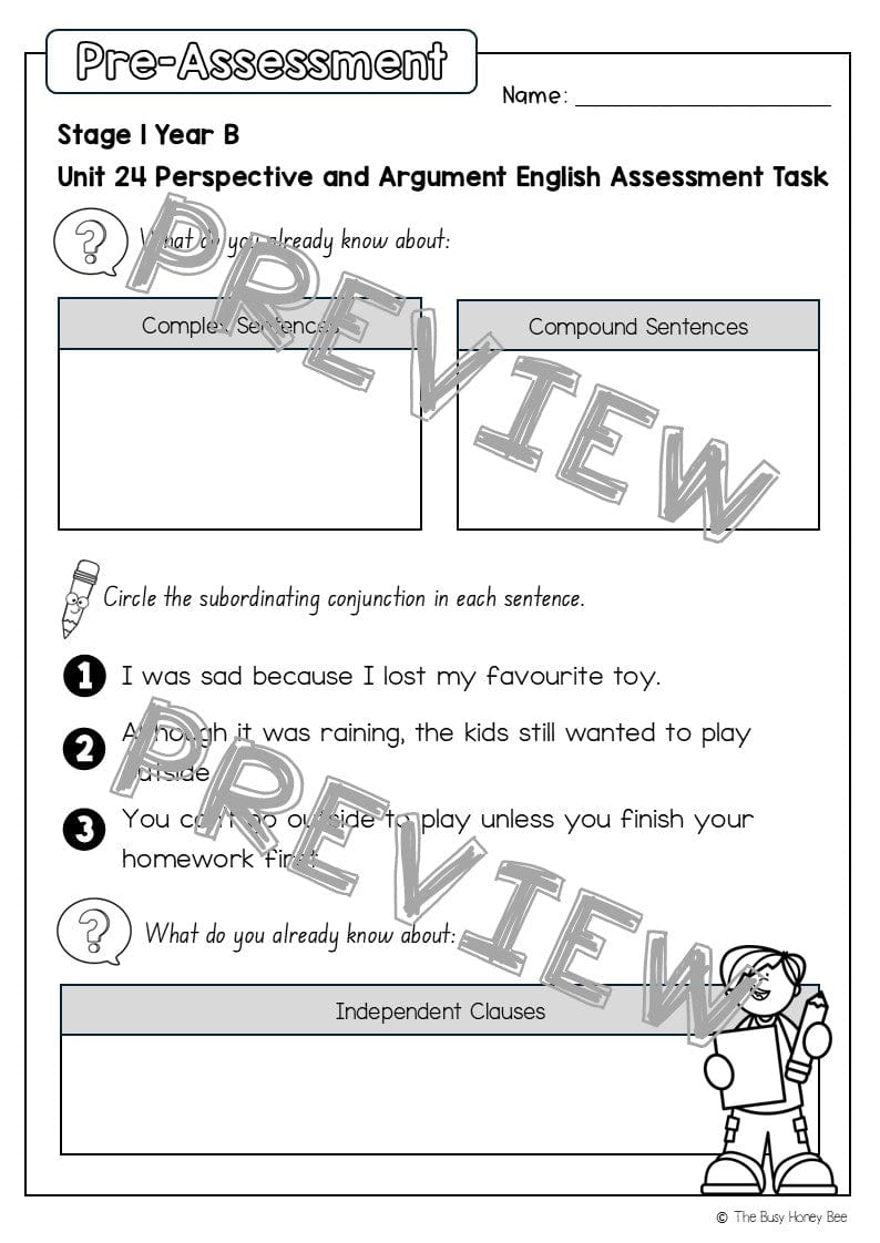 Stage 1 Year B English Pre- and Post-Assessment Unit 24 -