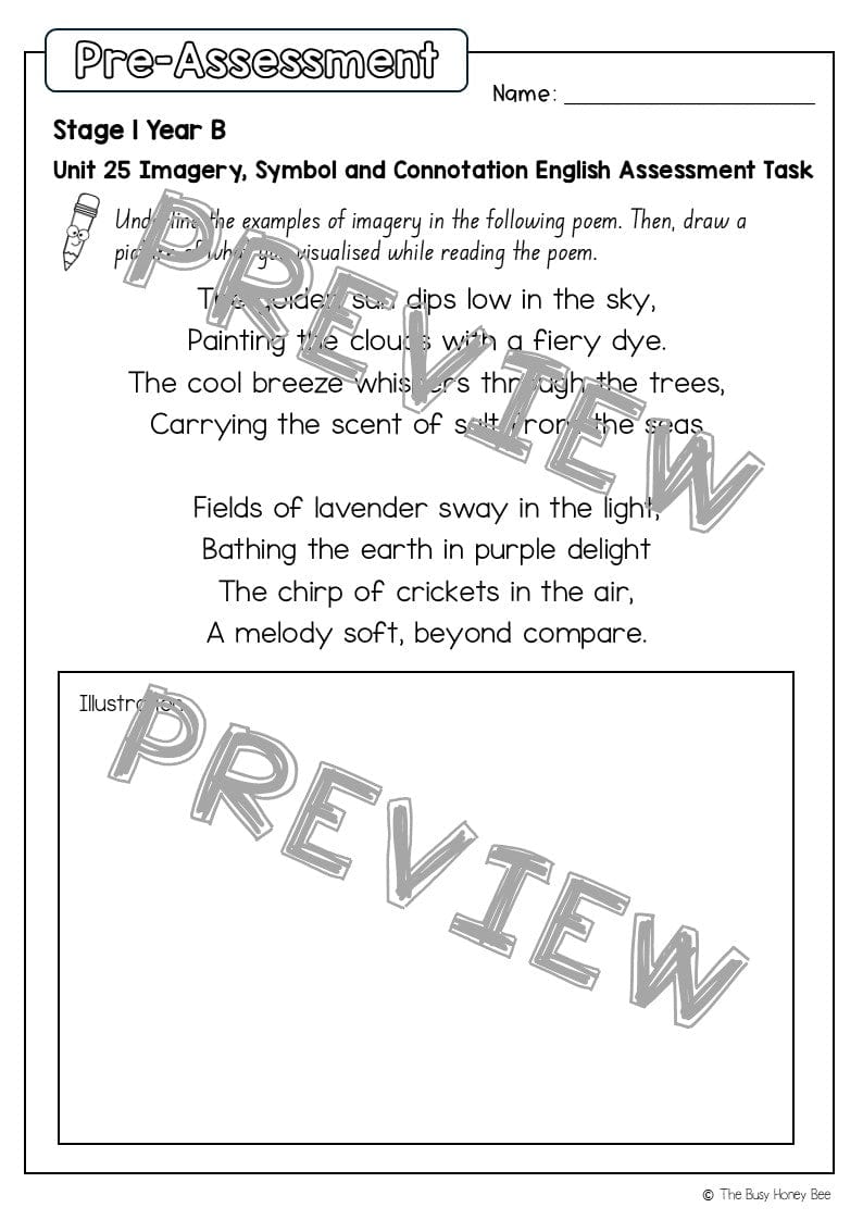 Stage 1 Year B English Pre- and Post-Assessment Unit 25 -