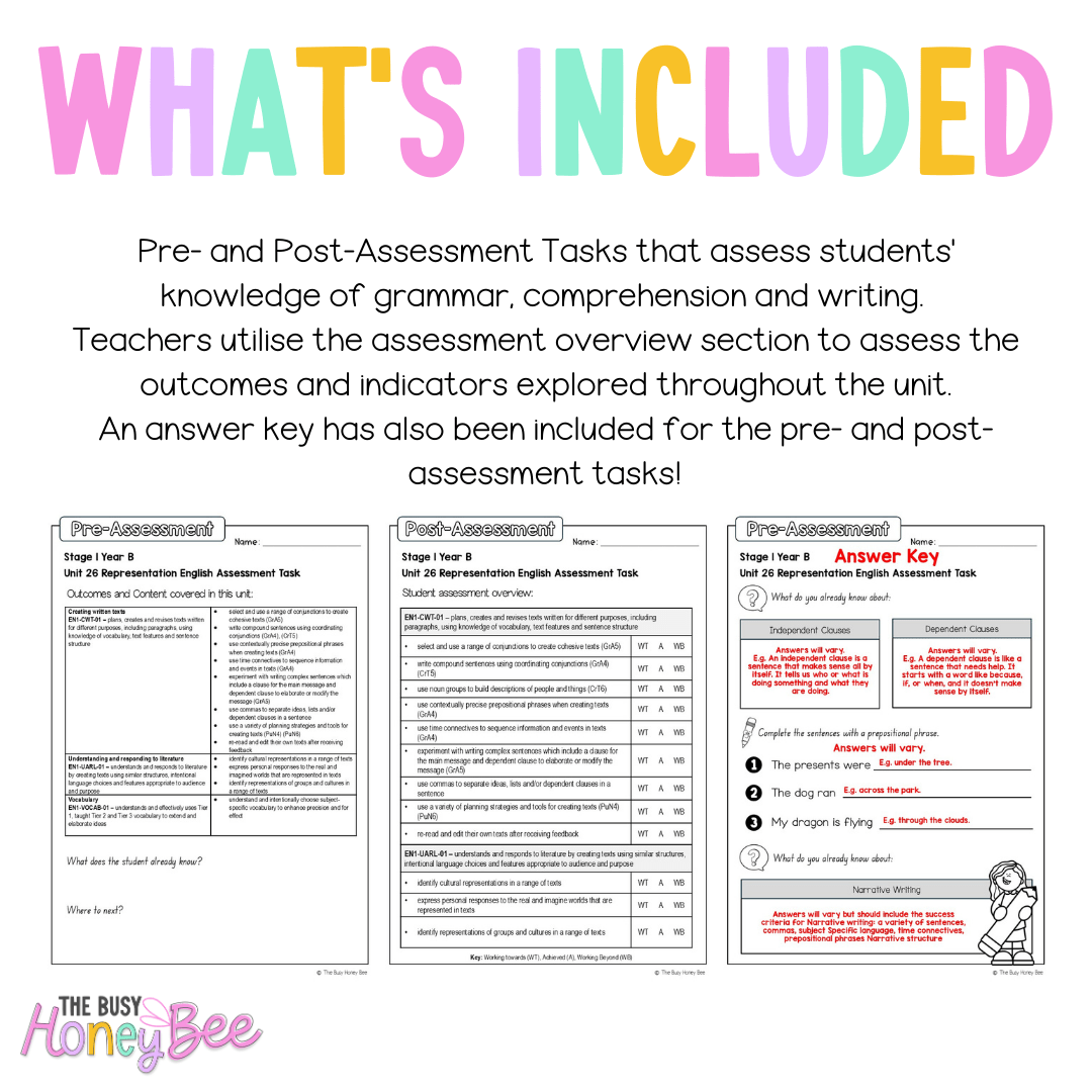 Stage 1 Year B English Pre- and Post-Assessment Unit 26 -