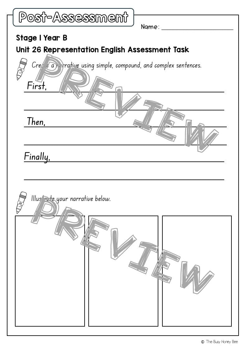 Stage 1 Year B English Pre- and Post-Assessment Unit 26 -