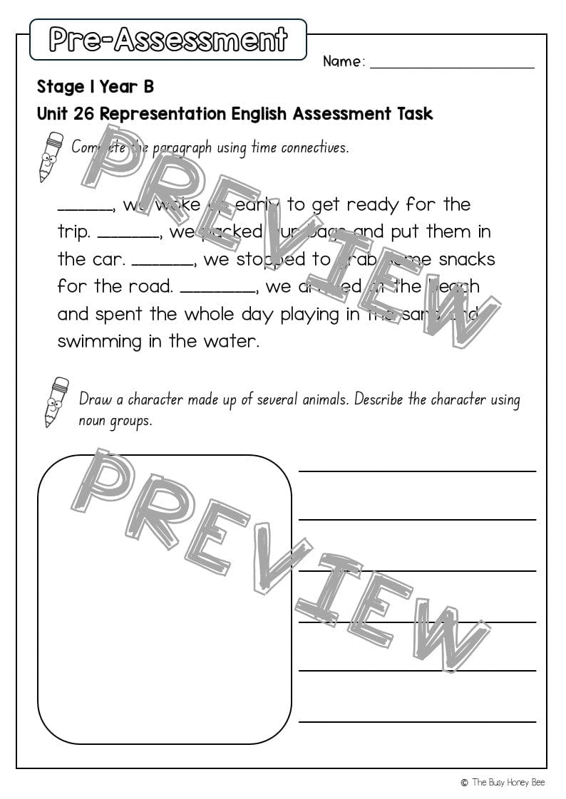 Stage 1 Year B English Pre- and Post-Assessment Unit 26 -