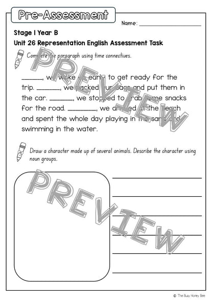 Stage 1 Year B English Pre- and Post-Assessment Unit 26 -