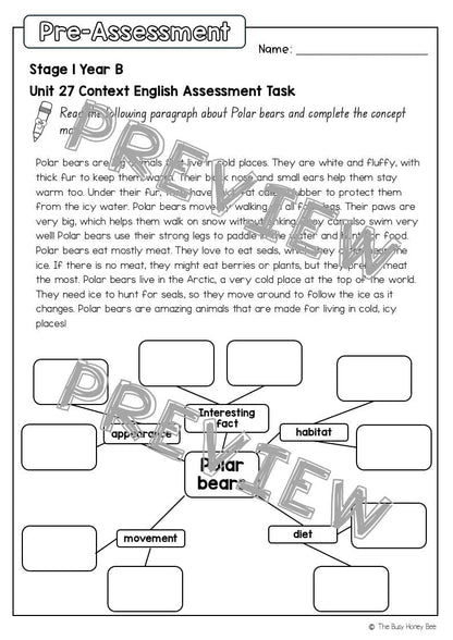 Stage 1 Year B English Pre- and Post-Assessment Unit 27 -