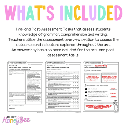 Stage 1 Year B English Pre- and Post-Assessment Unit 27 -