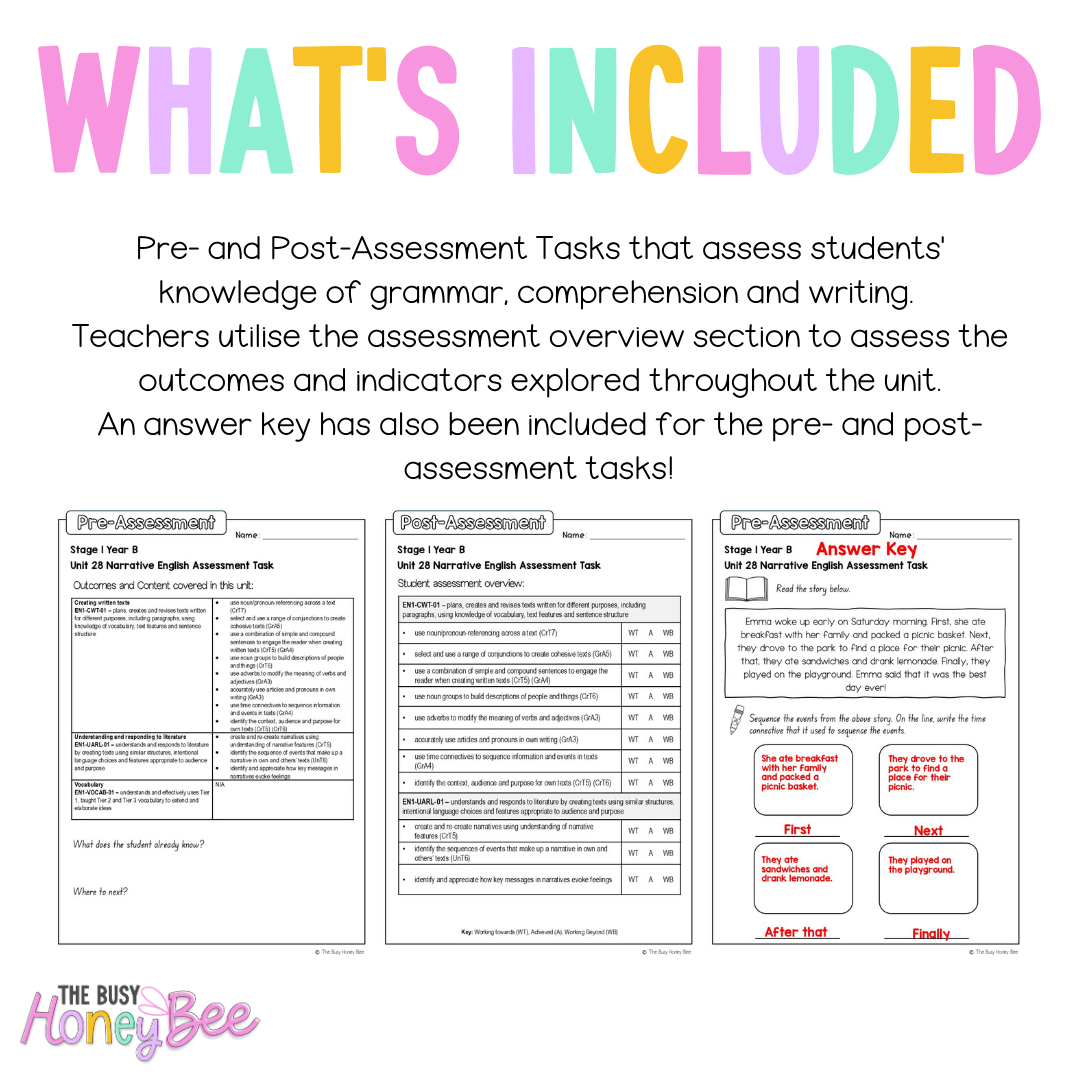 Stage 1 Year B English Pre- and Post-Assessment Unit 28 -