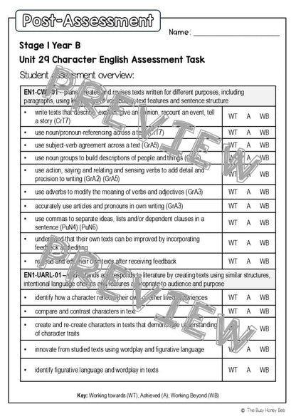 Stage 1 Year B English Pre- and Post-Assessment Unit 29 -