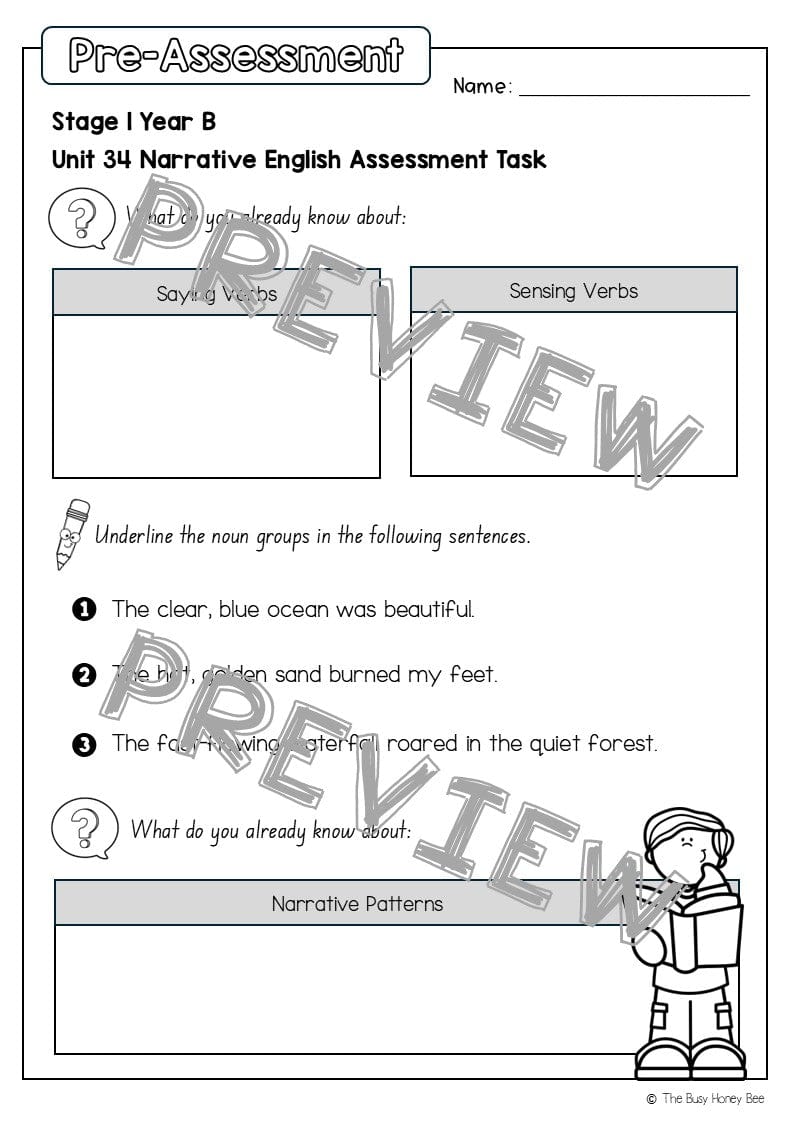 Stage 1 Year B English Pre- and Post-Assessment Unit 34 - Assessment