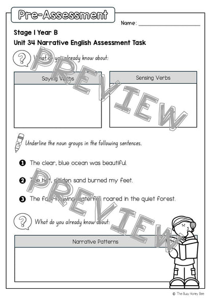Stage 1 Year B English Pre- and Post-Assessment Unit 34 - Assessment