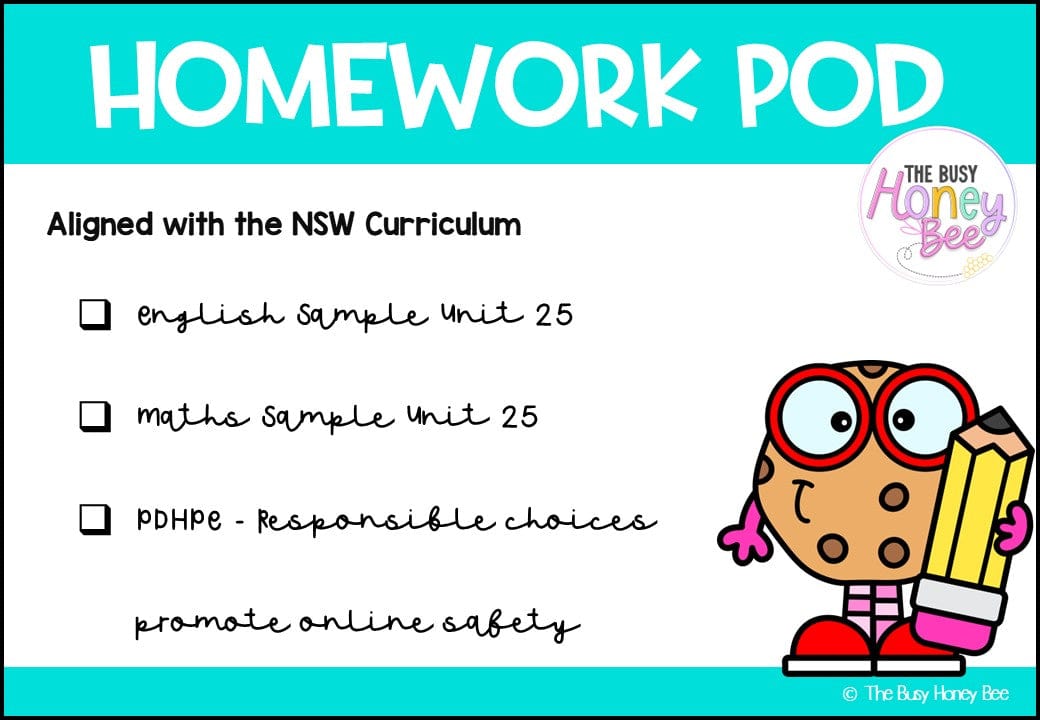 Stage 1 Year B Homework/Learning Pod 25 - Homework | Casual Teaching