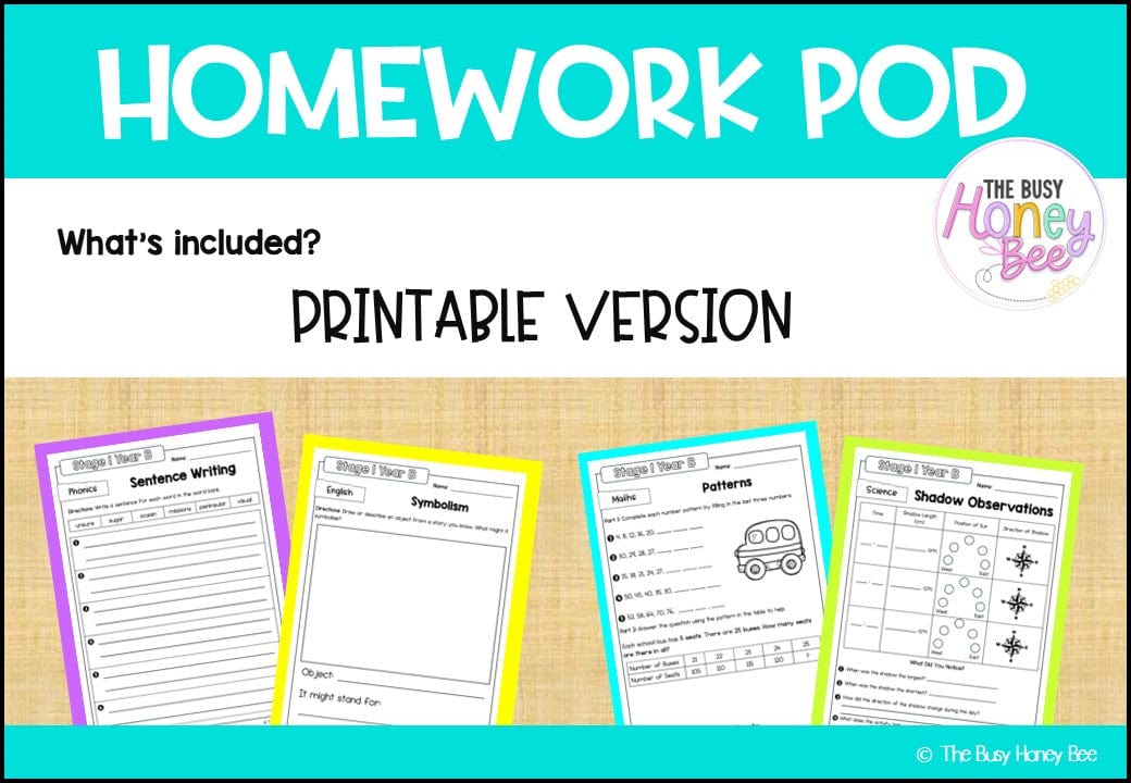 Stage 1 Year B Homework/Learning Pod 32 - Homework | Casual Teaching