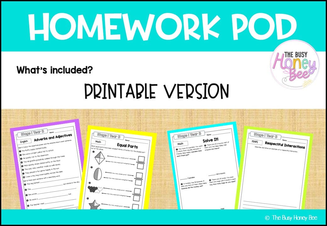 Stage 1 Year B Homework/Learning Pod 35 - Homework | Casual Teaching